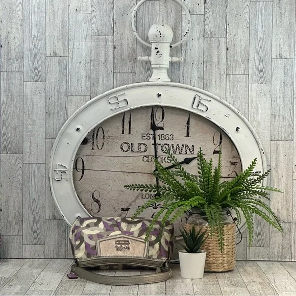 COACH - Mini Madison Op Art Shoulder Handbag Purple Silver Cream & Gray - Picture 9 of 15